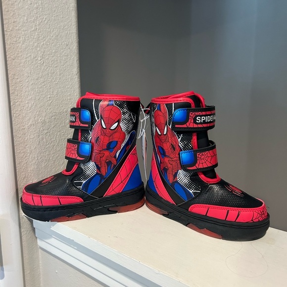 Marvel Other - Marvel Spider-Man Light-up Boots Kids Toddler Boys Size 11 Hook & Loop Closure